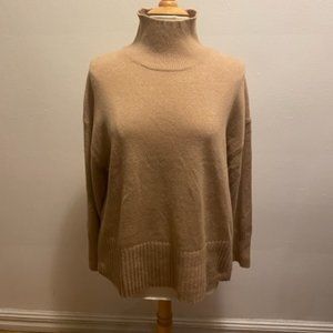 Everlane The Cashmere Oversized Turtleneck in Light Camel recycled cashmere